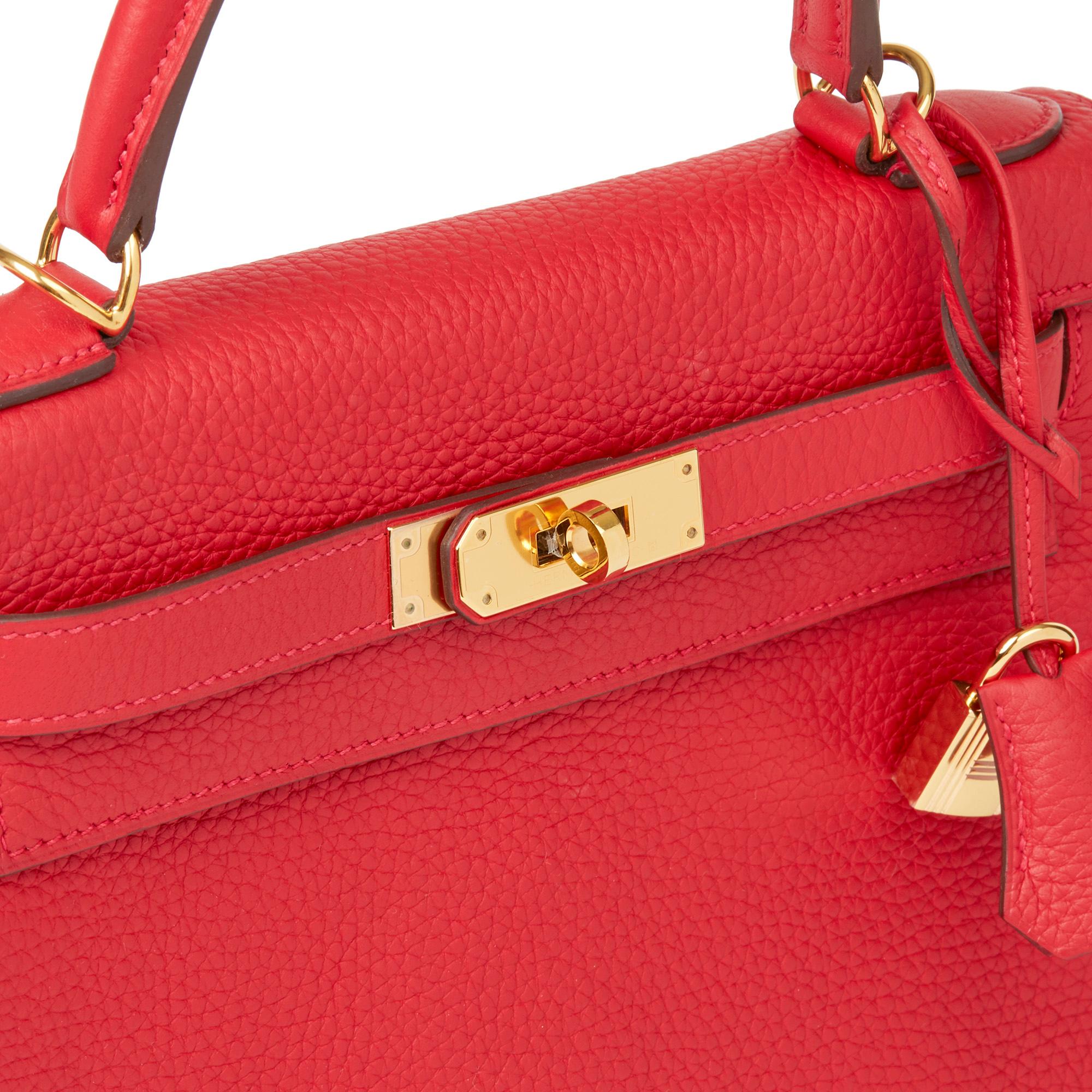 2016 Hermès Rouge Casaque Clemence Leather Kelly 28cm Retourne 2