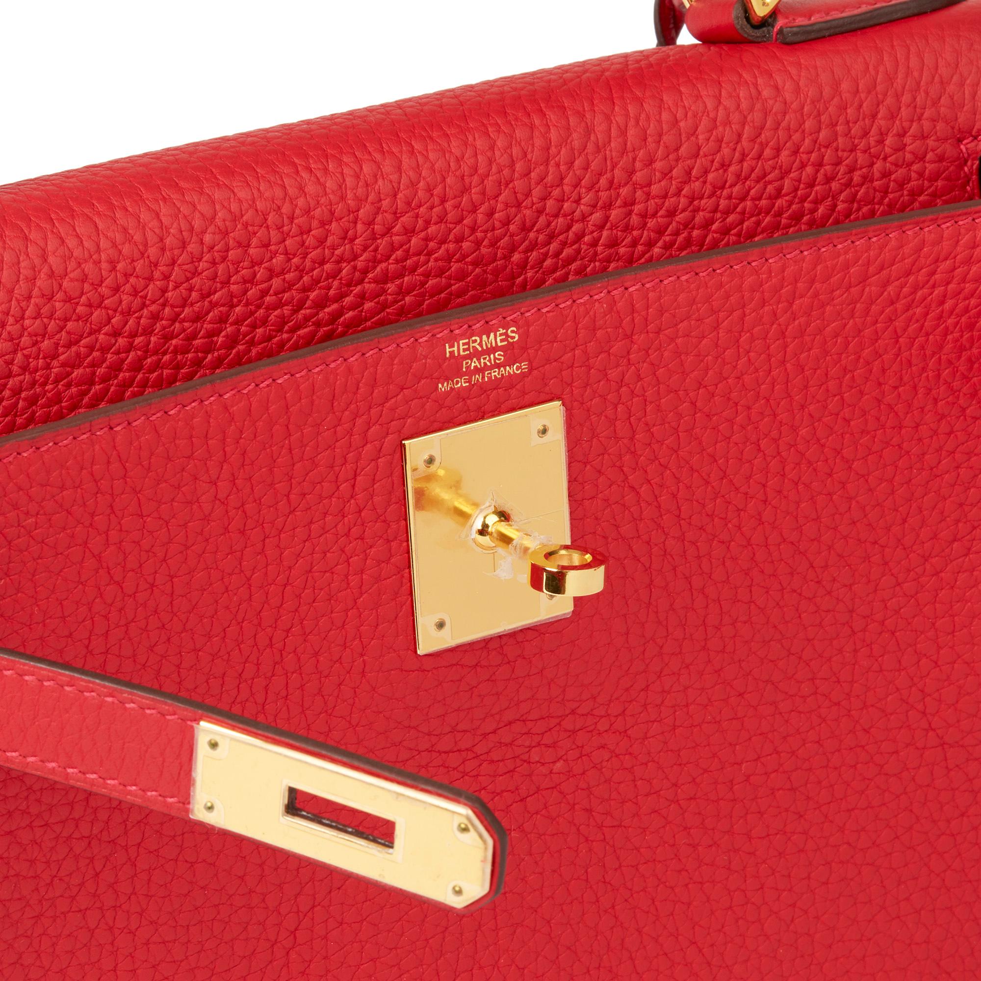 2016 Hermès Rouge Casaque Clemence Leather Kelly 28cm Retourne 3
