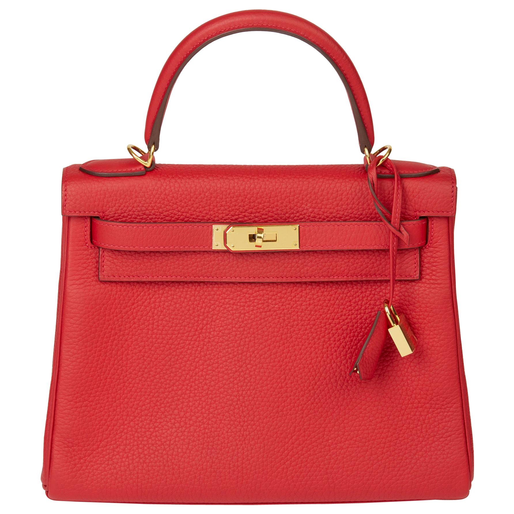 2016 Hermès Rouge Casaque Clemence Leather Kelly 28cm Retourne