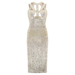 2016 Julien MacDonald Runway Champagne Paillette Cage Bodycon Dress
