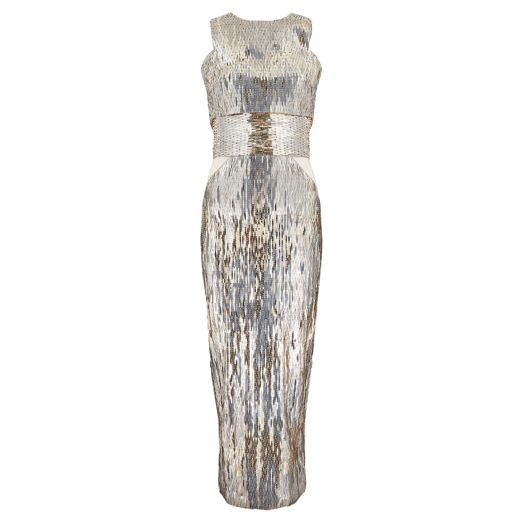 2016 Julien Macdonald: Top e Gonna in Paillette Argento e Oro in vendita