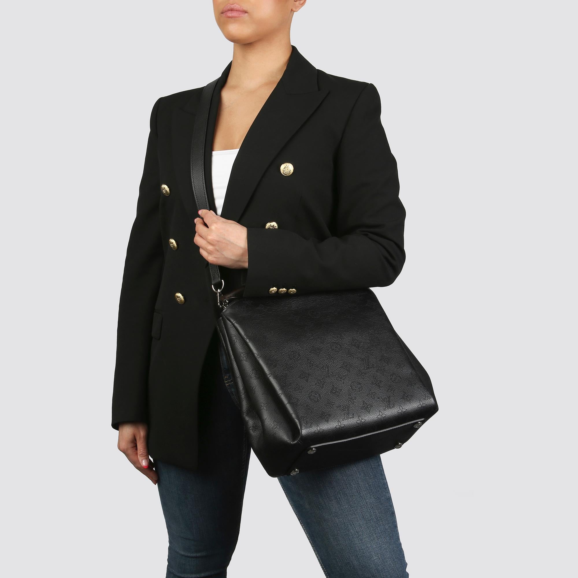 2016 Louis Vuitton Black Monogram Mahina Leather & Brown Leather Babylone MM 5