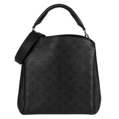 2016 Louis Vuitton Black Monogram Mahina Leather & Brown Leather Babylone MM