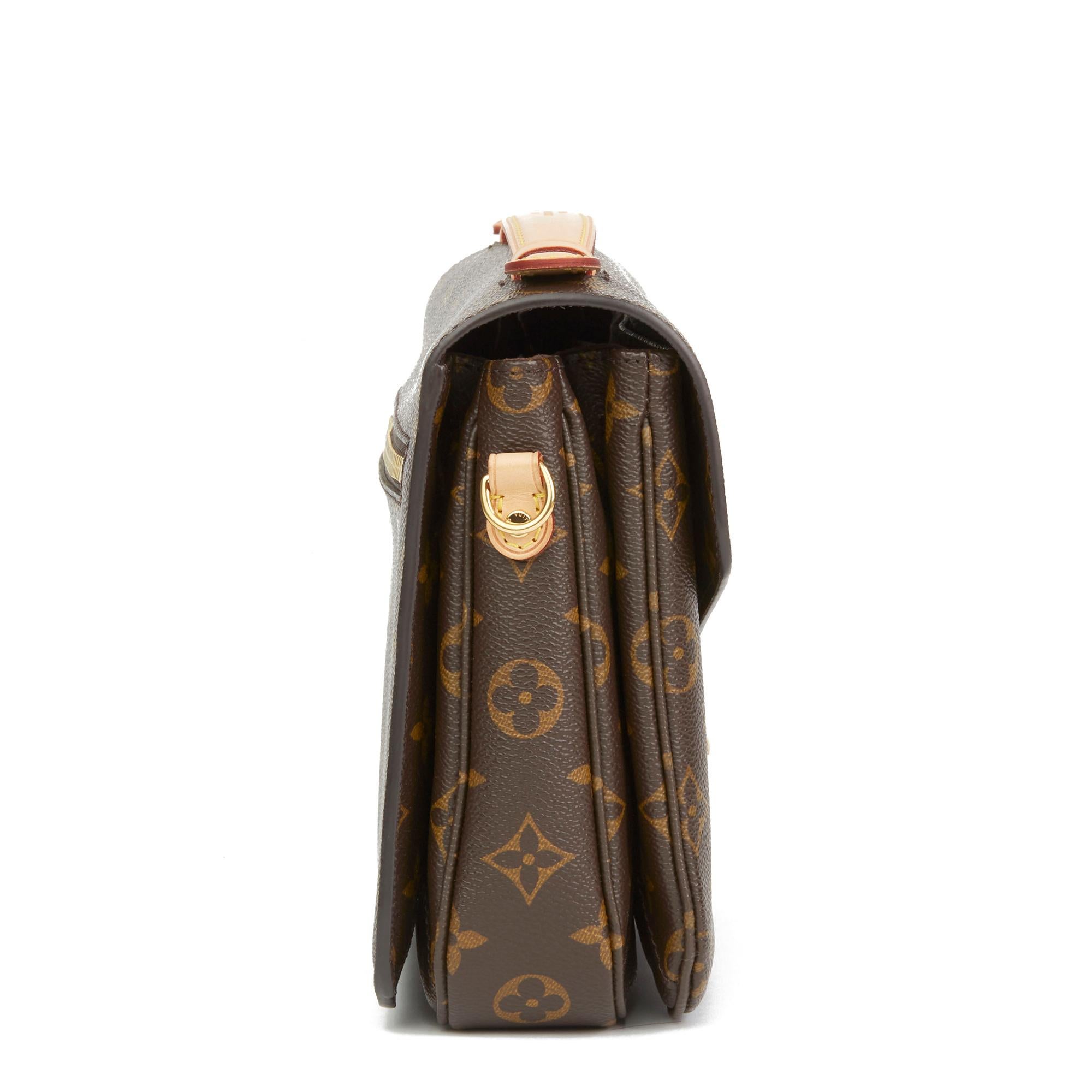 LOUIS VUITTON
Brown Monogram Coated Canvas Pochette Metis

Reference: HB2791
Serial Number: DU3156
Age (Circa): 2016
Accompanied By: Louis Vuitton Dust Bag, Box, Shoulder Strap
Authenticity Details: Date Stamp (Made in France)
Gender: Ladies
Type: