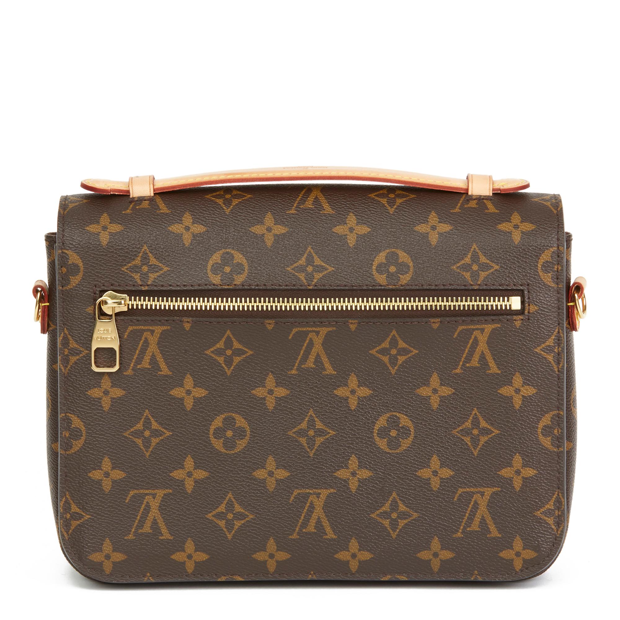 Women's 2016 Louis Vuitton Brown Monogram Coated Canvas Pochette Metis