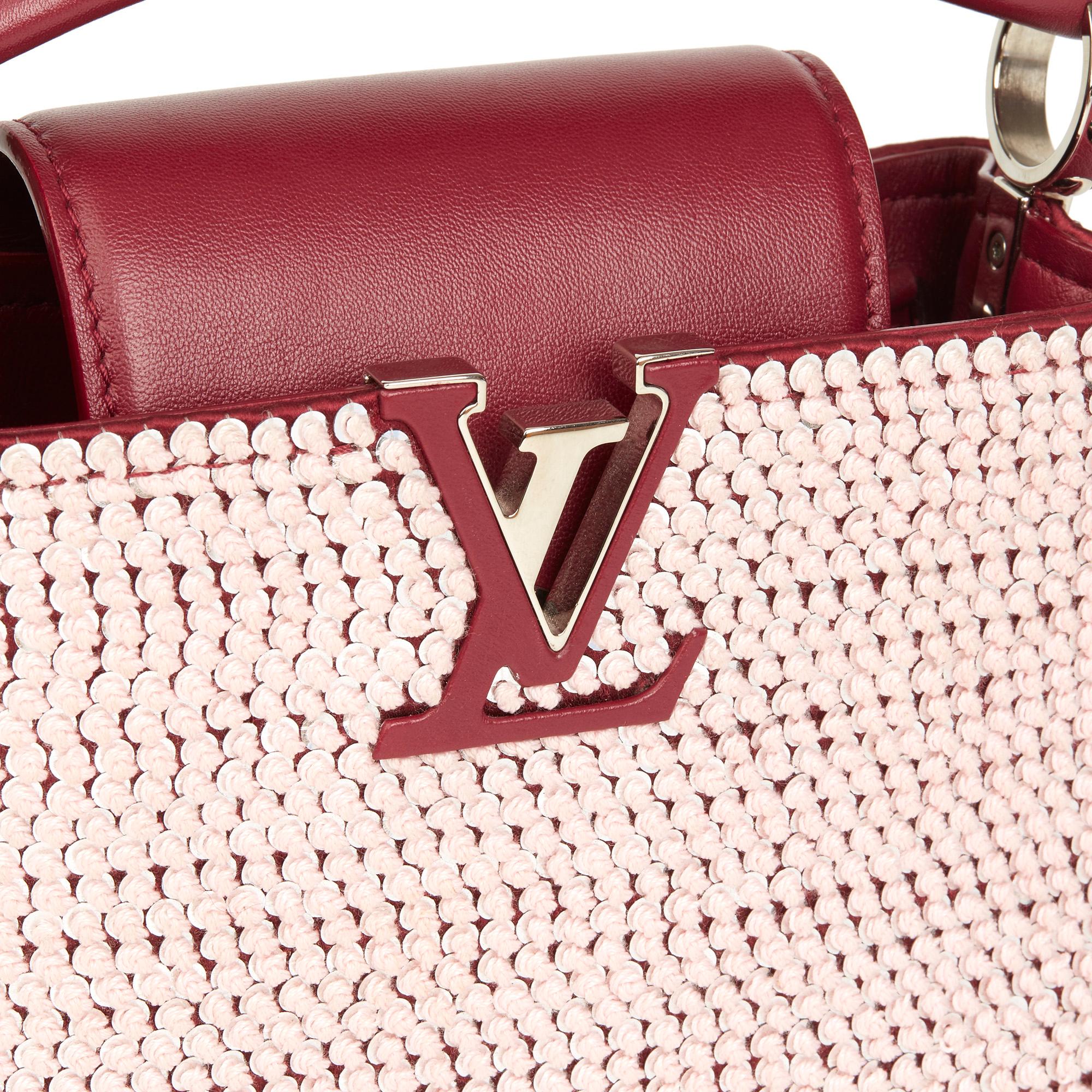 Women's 2016 Louis Vuitton Burgundy Sequin Embellished Smooth Calfskin Leather Capucines