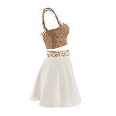 2016 Maison Lilly Ibrahim Couture Textured Gold and Cream Skirt and Top Set