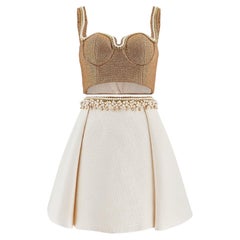 2016 Maison Lilly Ibrahim Couture Textured Gold and Cream Skirt and Top Set