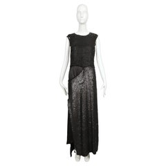 2016 MARGIELA by JOHN GALLIANO vestido negro de lentejuelas con abertura en la cintura y espalda abierta