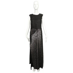 2016 MARGIELA by JOHN GALLIANO vestido negro de lentejuelas con abertura en la cintura y espalda abierta