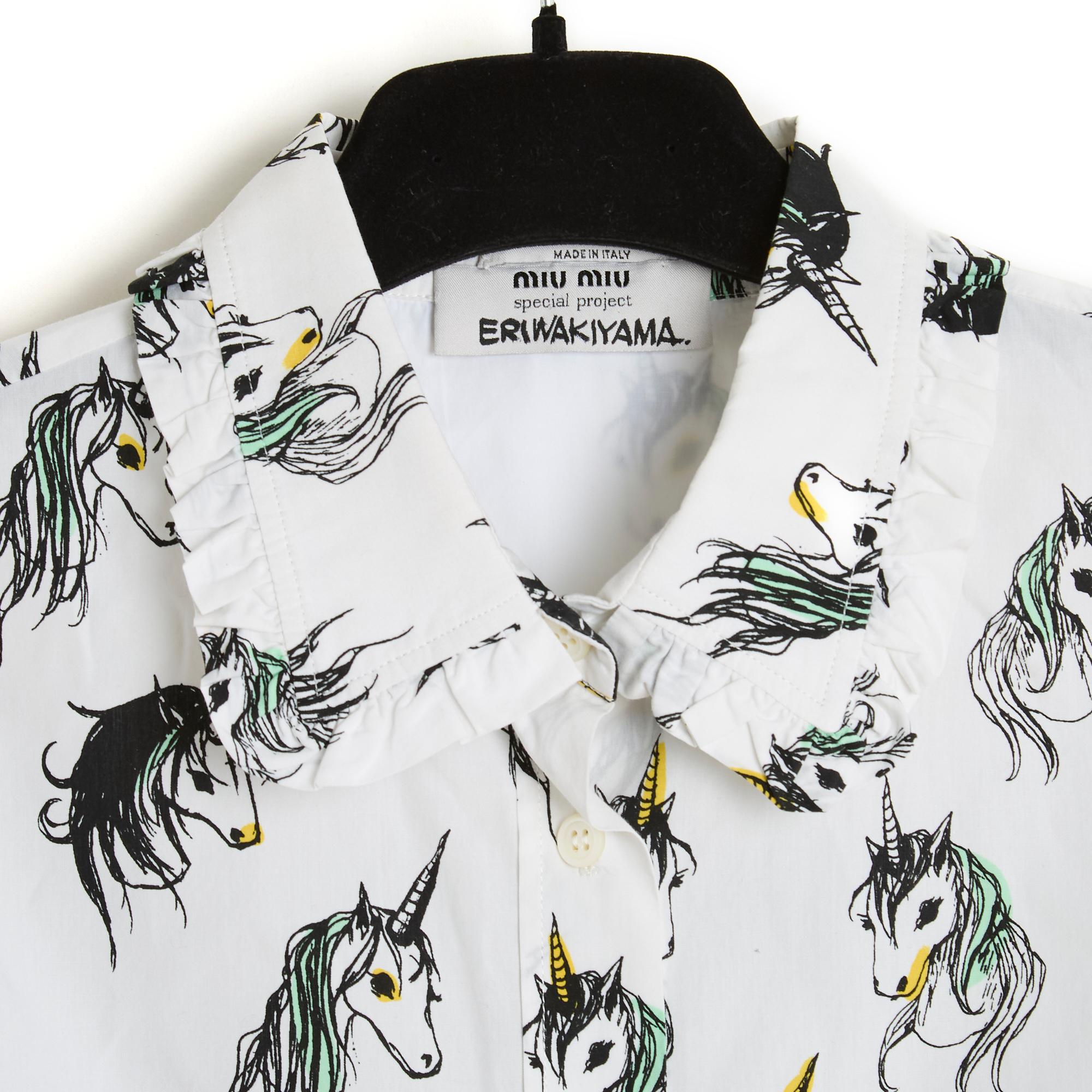 Women's or Men's 2016 Miu Miu Eri Wakiyama FR38/40 Top Shirt Unicorn US8/10