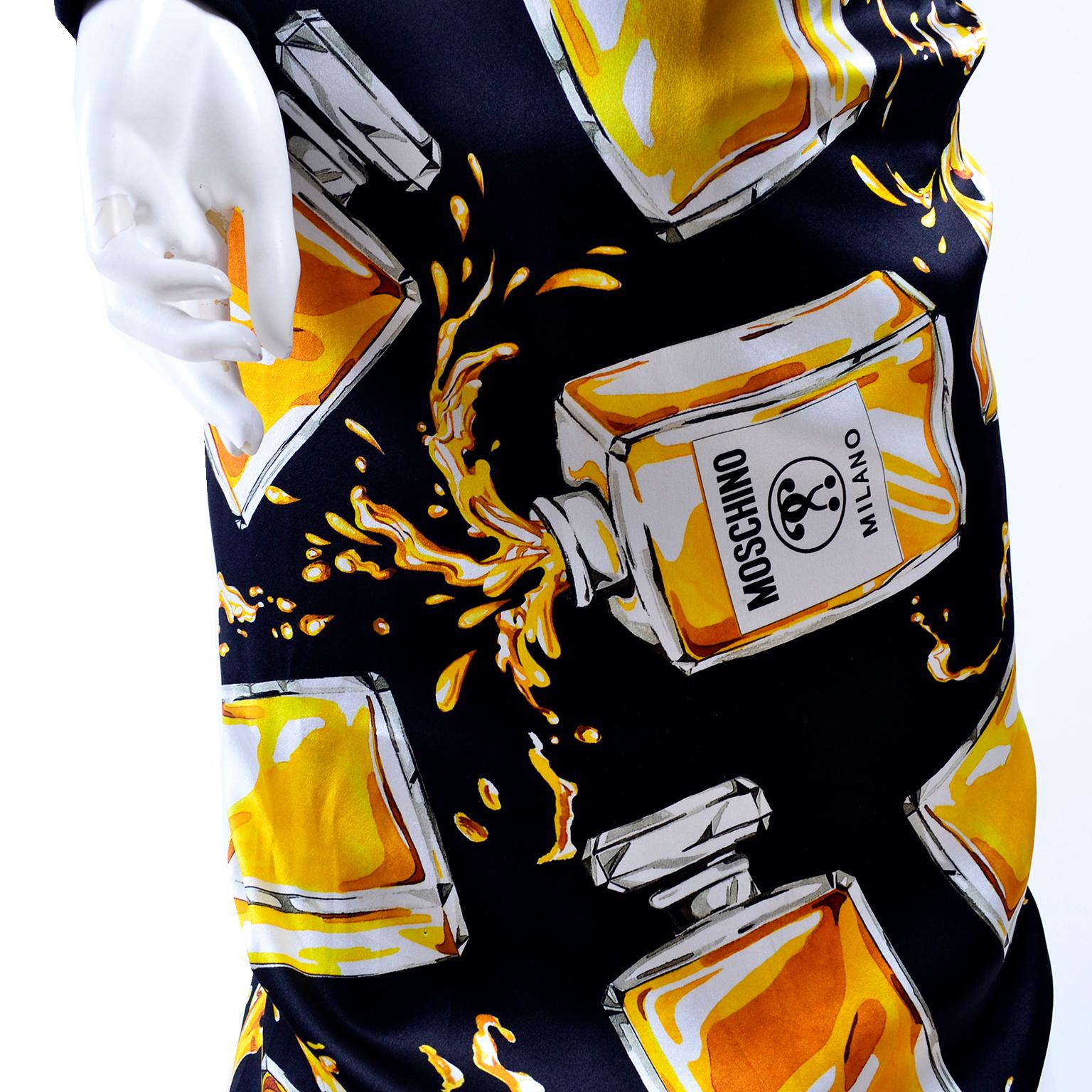 2016 Moschino Couture Spilled Perfume Bottle Print Dress New with Tags For Sale 3