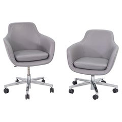2016 Naoto Fukasawa for Geiger Saiba Mid-Back Desk Chairs in Leather w/ Lift