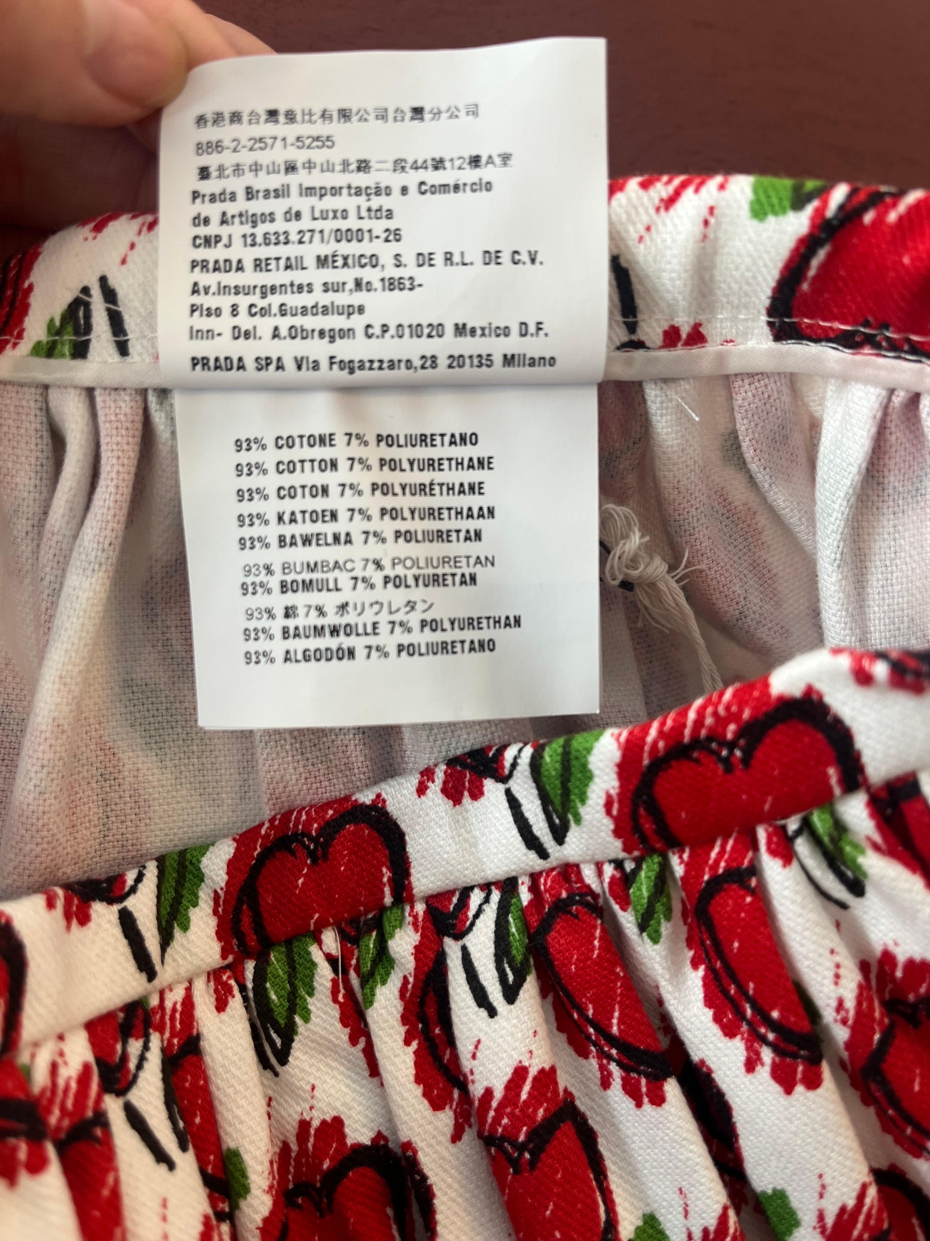 2016 Prada Cotton Hearts Full Skirt For Sale 2