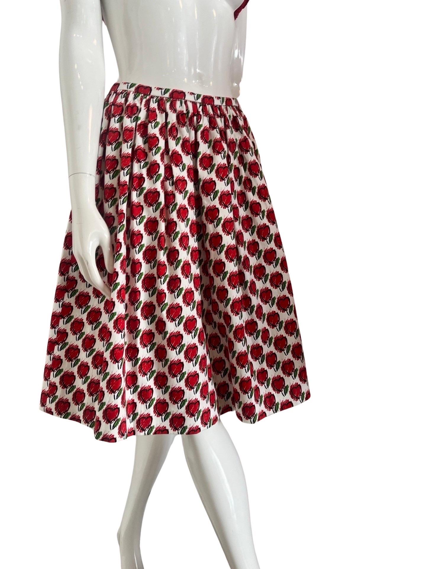 2016 Prada Cotton Hearts Full Skirt For Sale 5