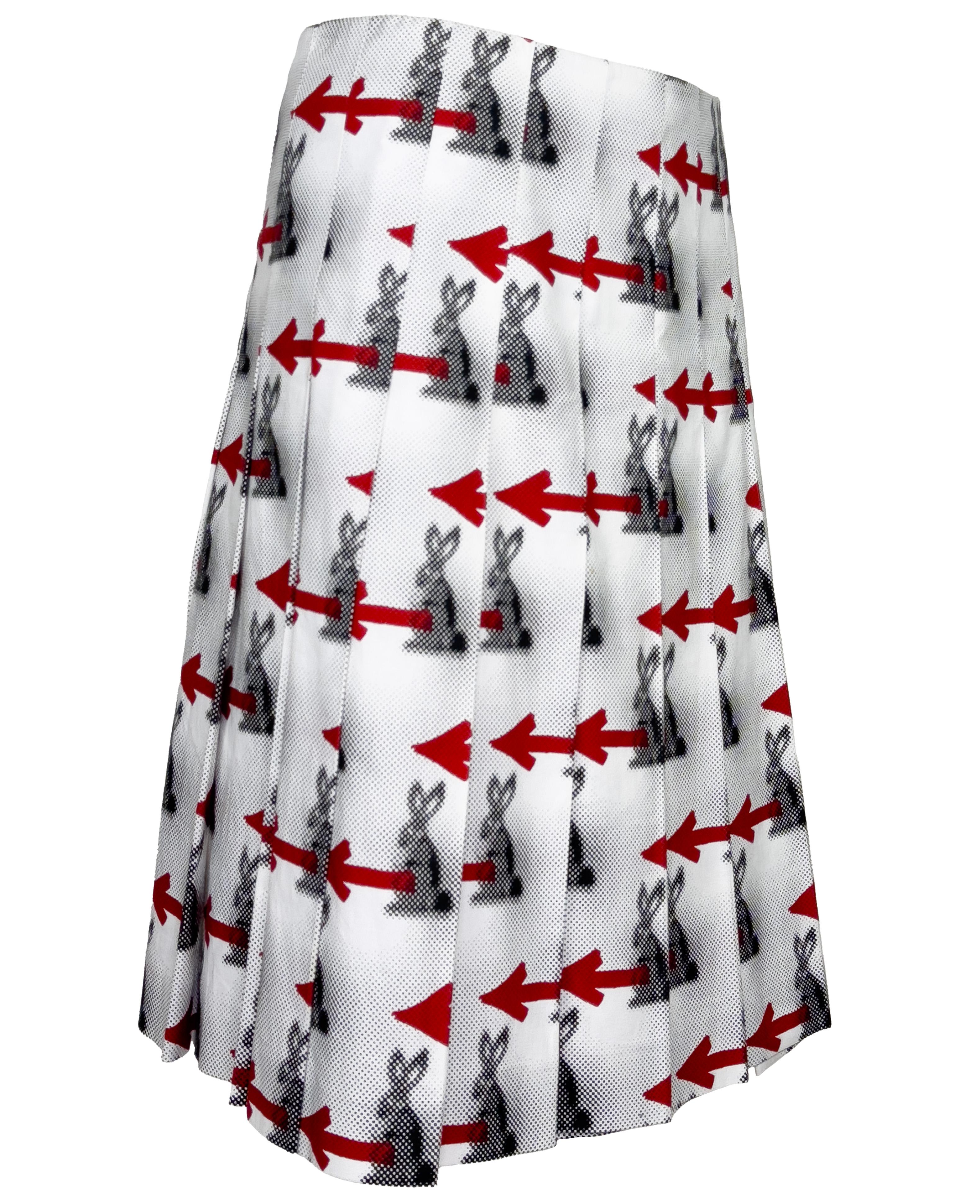 2016 Prada Resort Col. Grauer Kaninchen Faltenrock aus Baumwolle im Zustand „Gut“ im Angebot in Toronto, Ontario