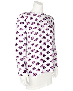 2016 Prada Spring Summer Col. Lip Print Blouse With Tie