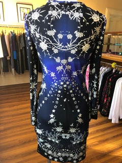 2016 Roberto Cavalli Floral and Star Printed Jersey Dress (42 Itl)