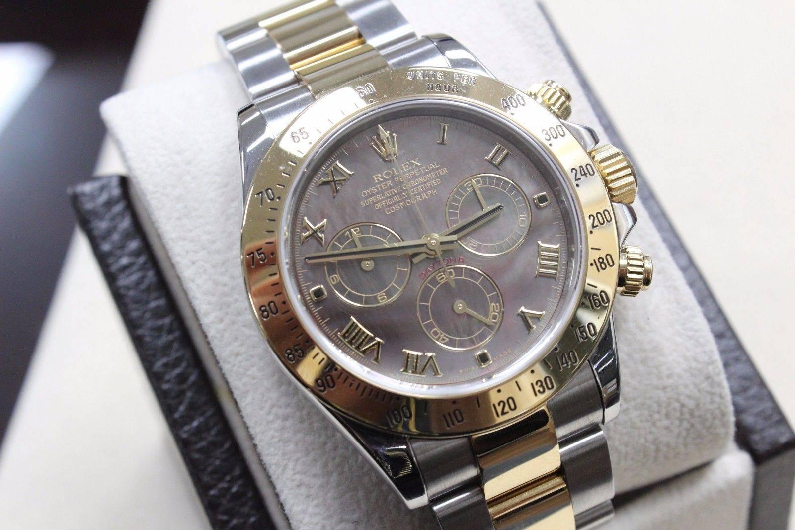 2016 Rolex Daytona 116523 18 Karat Gold and Stainless Black Mother-of-Pearl Dial 2
