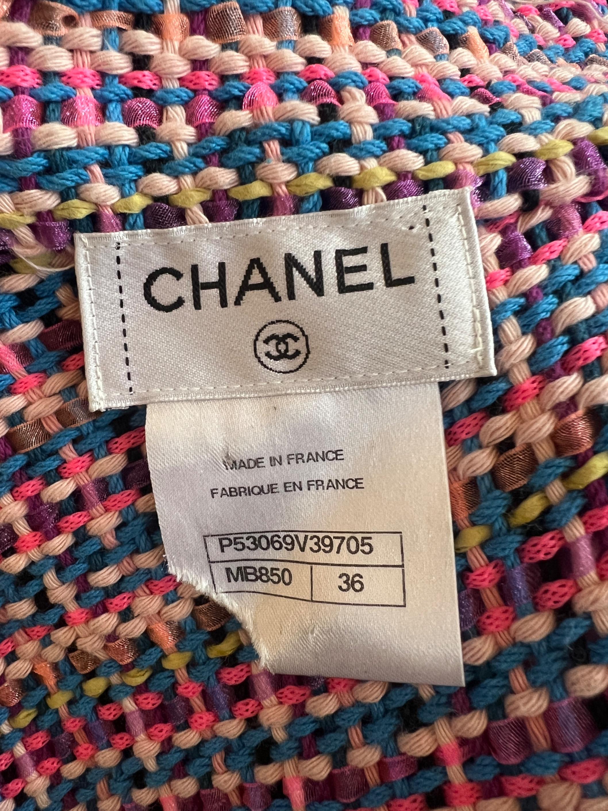 2016 Runway Documented Chanel Multicoloured Tweed Top and Skirt Suit For Sale 1