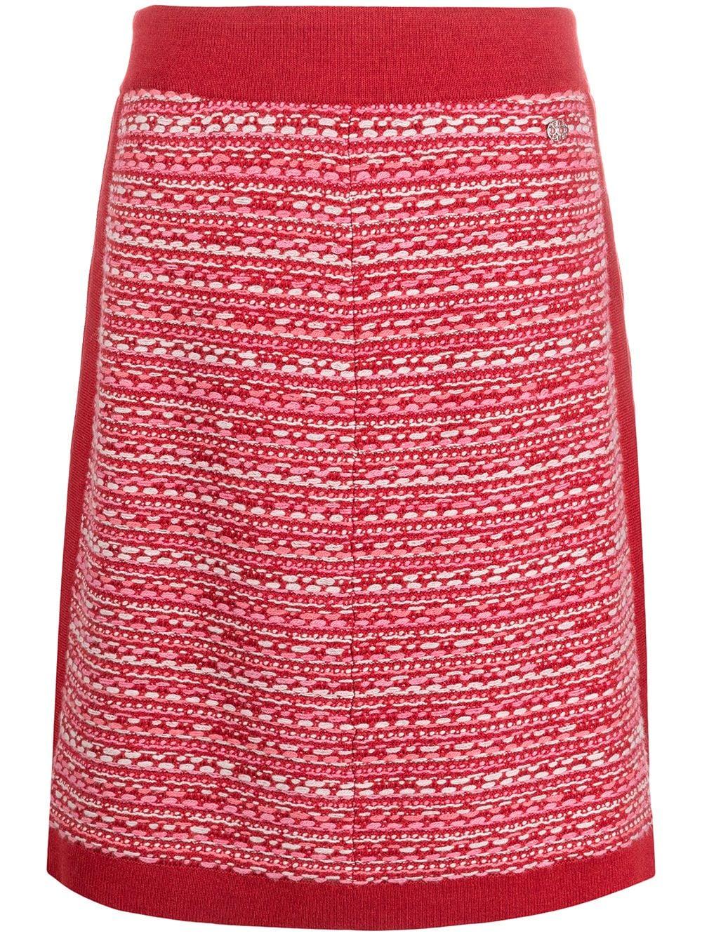 2016s Catwalk Chanel Red Cashmere  Skirt In Excellent Condition For Sale In Paris, FR