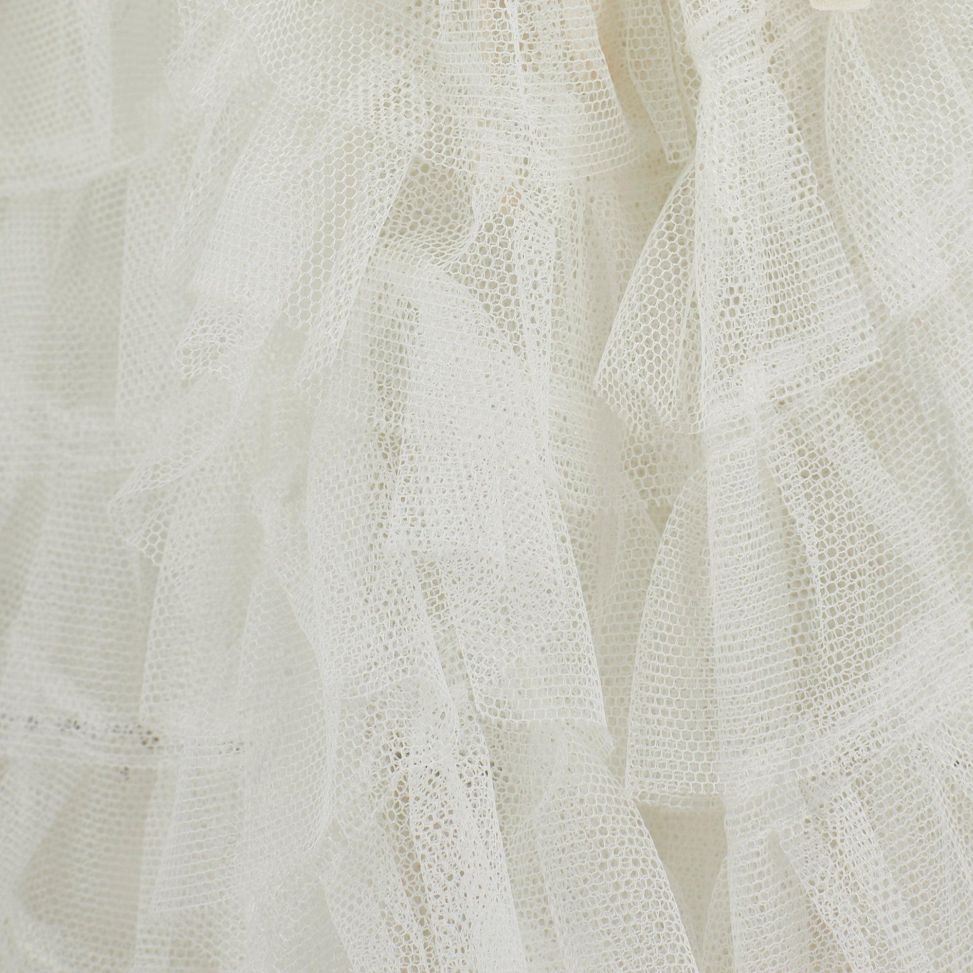 2017 Alessandra Rich Documented White Ruffle Tulle Long Jacket In Excellent Condition For Sale In London, GB