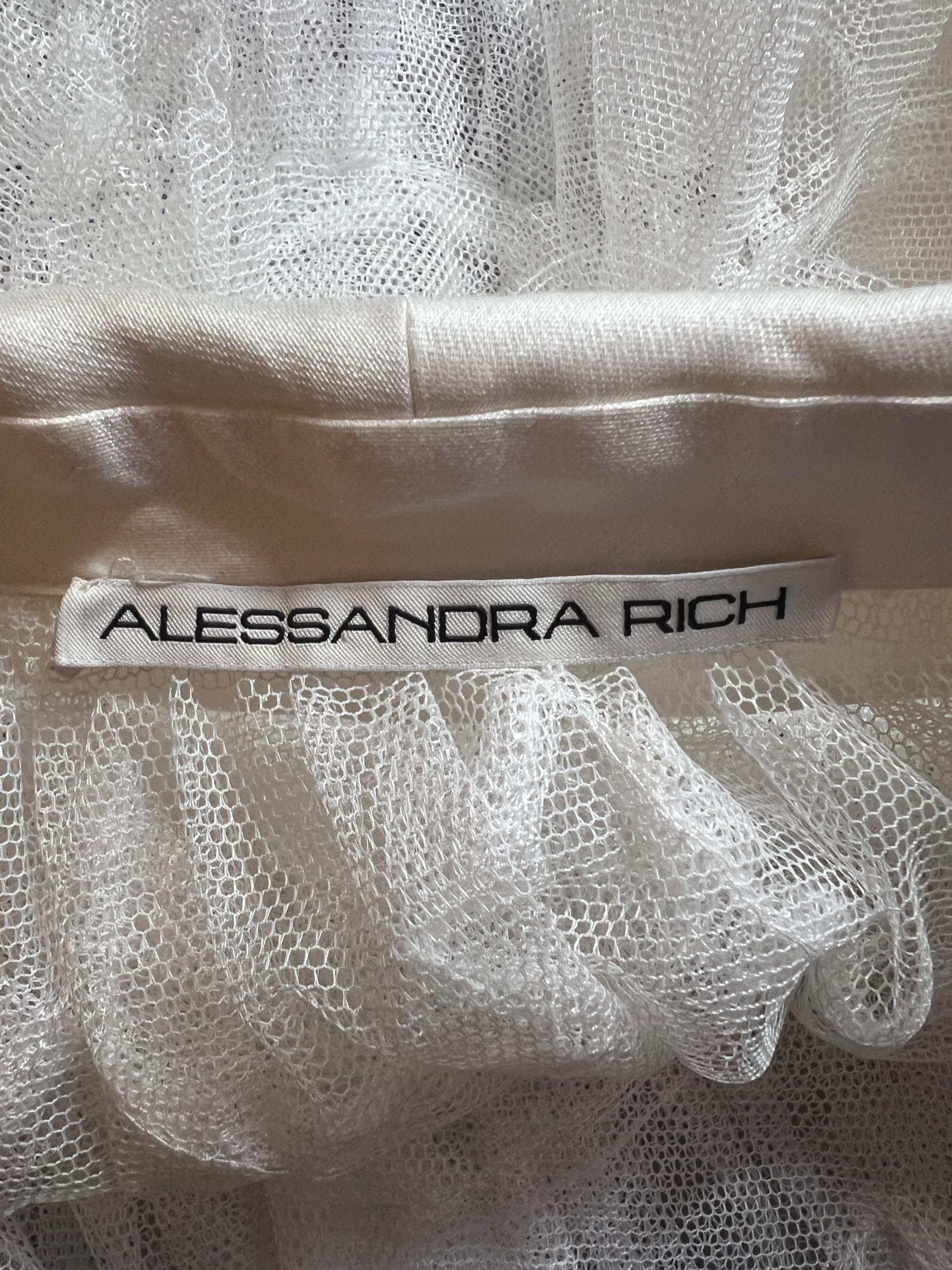 Women's 2017 Alessandra Rich Documented White Ruffle Tulle Long Jacket For Sale