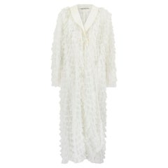 2017 Alessandra Rich Documentado Chaqueta larga de tul blanco con volantes