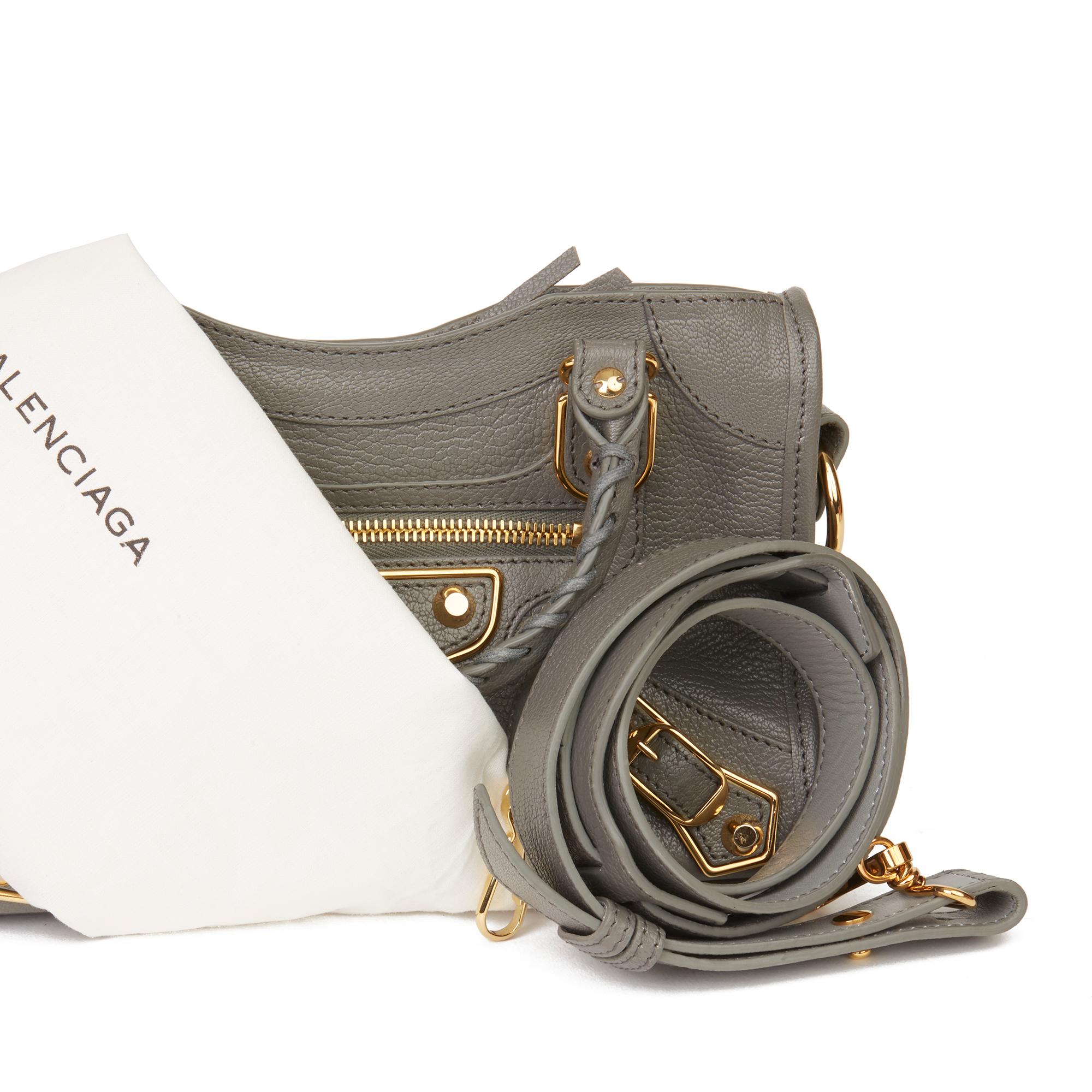 2017 Balenciaga Gris Acier Chevre Goatskin Leather Mini City 3