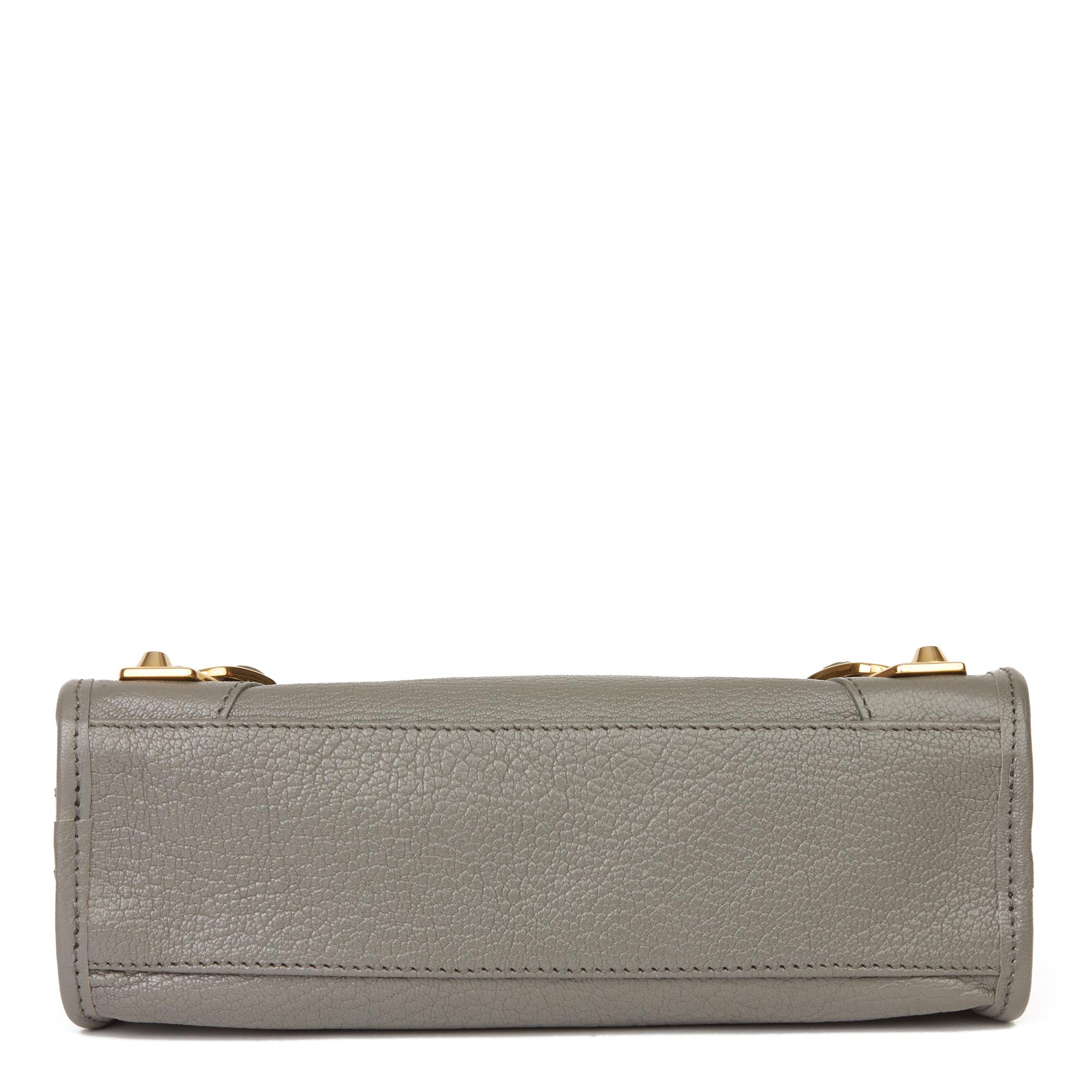 Gray 2017 Balenciaga Gris Acier Chevre Goatskin Leather Mini City