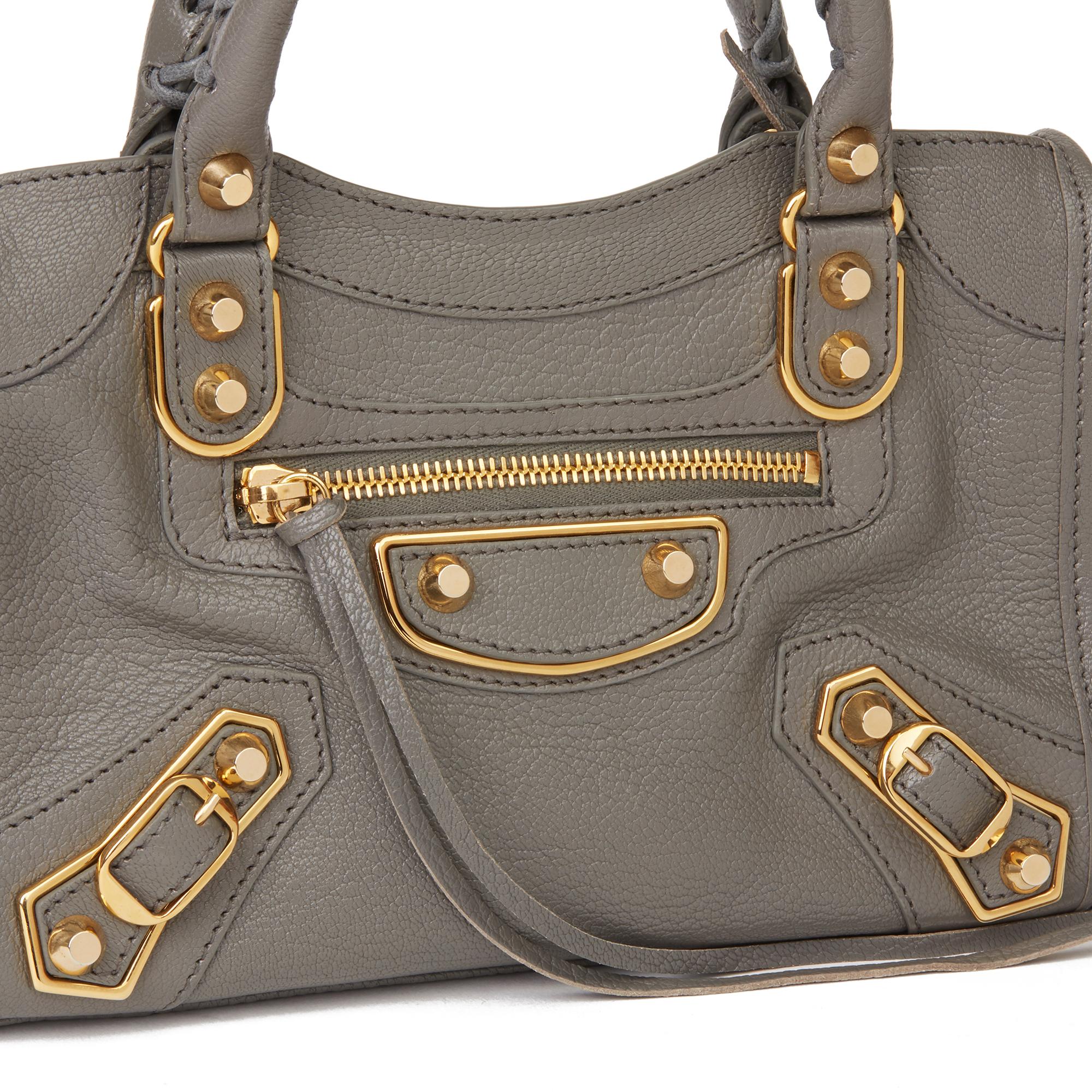 2017 Balenciaga Gris Acier Chevre Goatskin Leather Mini City In Excellent Condition In Bishop's Stortford, Hertfordshire
