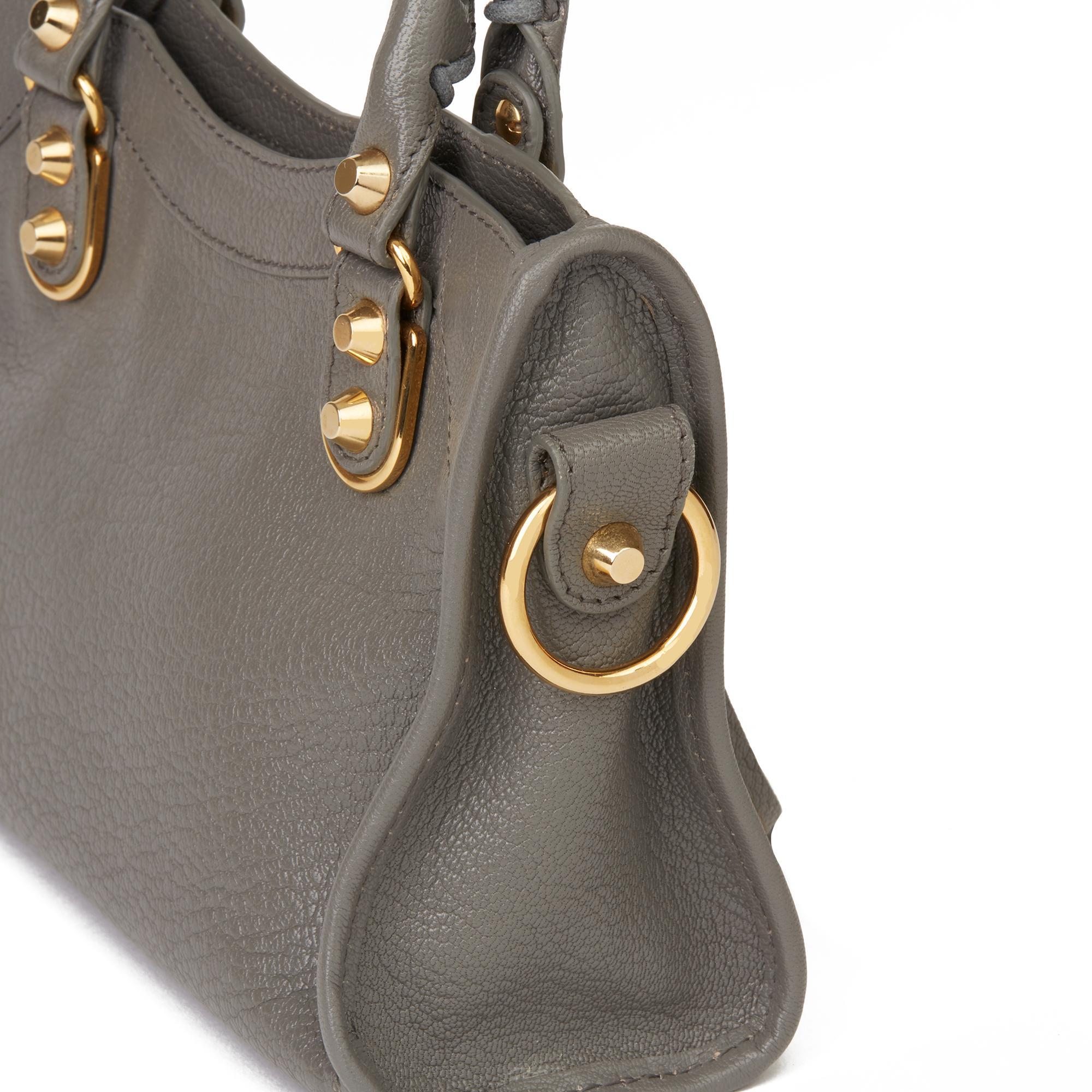 Women's 2017 Balenciaga Gris Acier Chevre Goatskin Leather Mini City