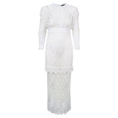 2017 Burberry Runway Documented White Mesh and Lace Dress