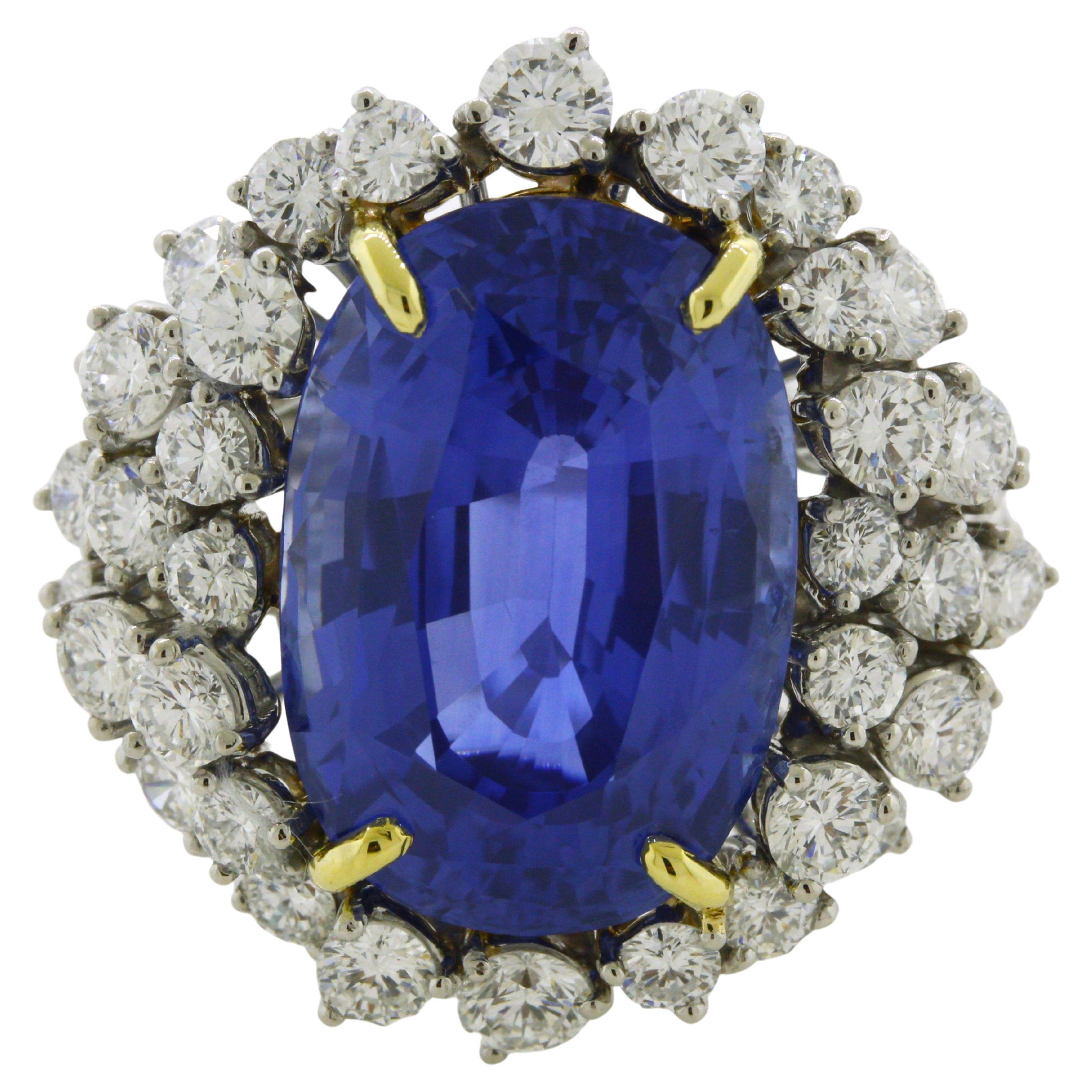 20,17 Karat Ceylon Saphir Diamant Platin Cocktail-Ring, GIA zertifiziert