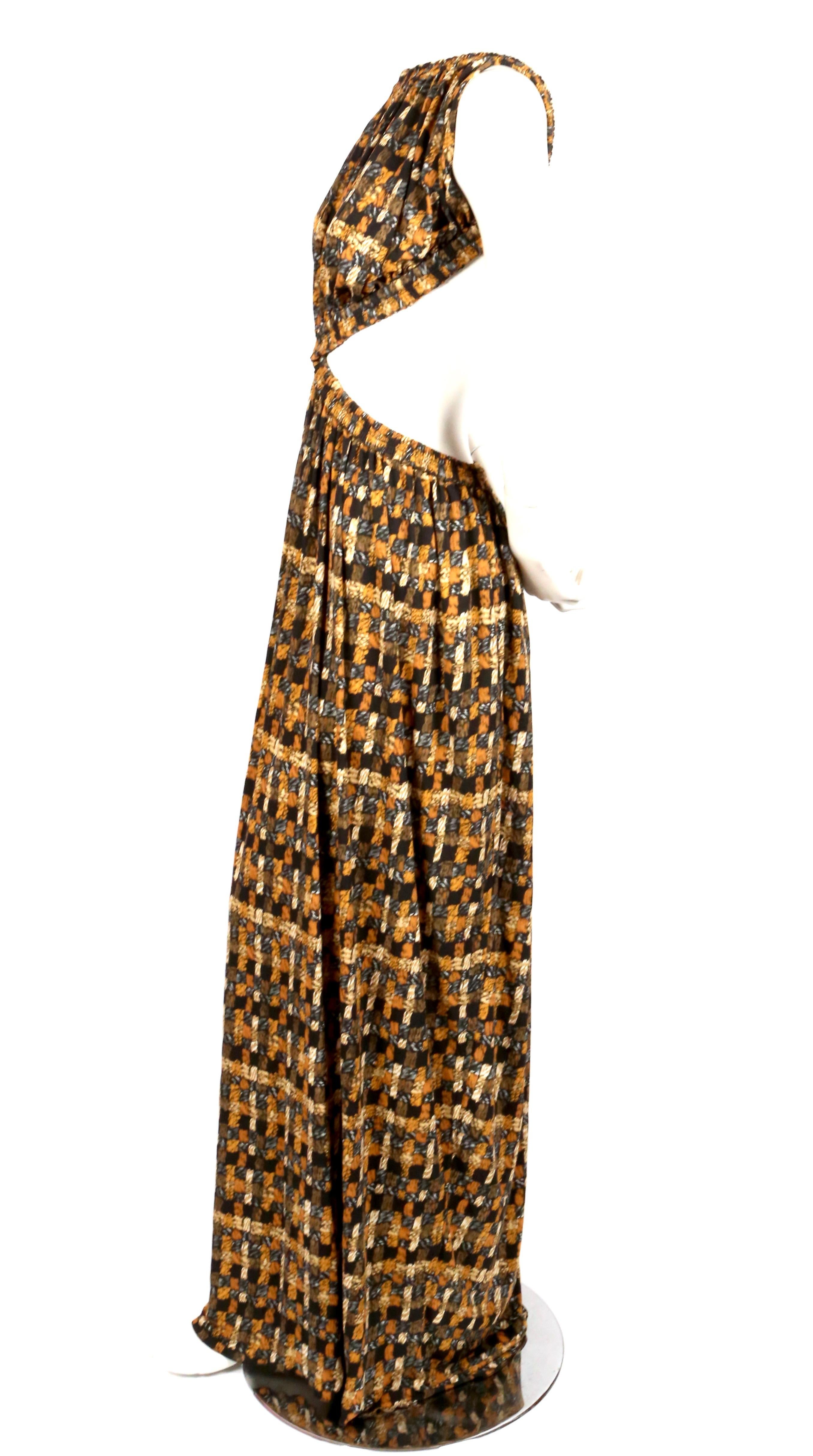 2017 CELINE by PHOEBE PHILO basket woven print runway dress with cutouts In New Condition In San Fransisco, CA