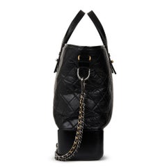 2017 Chanel Black Aged & Smooth Calfskin Leather Gabrielle Large Shopping Tote