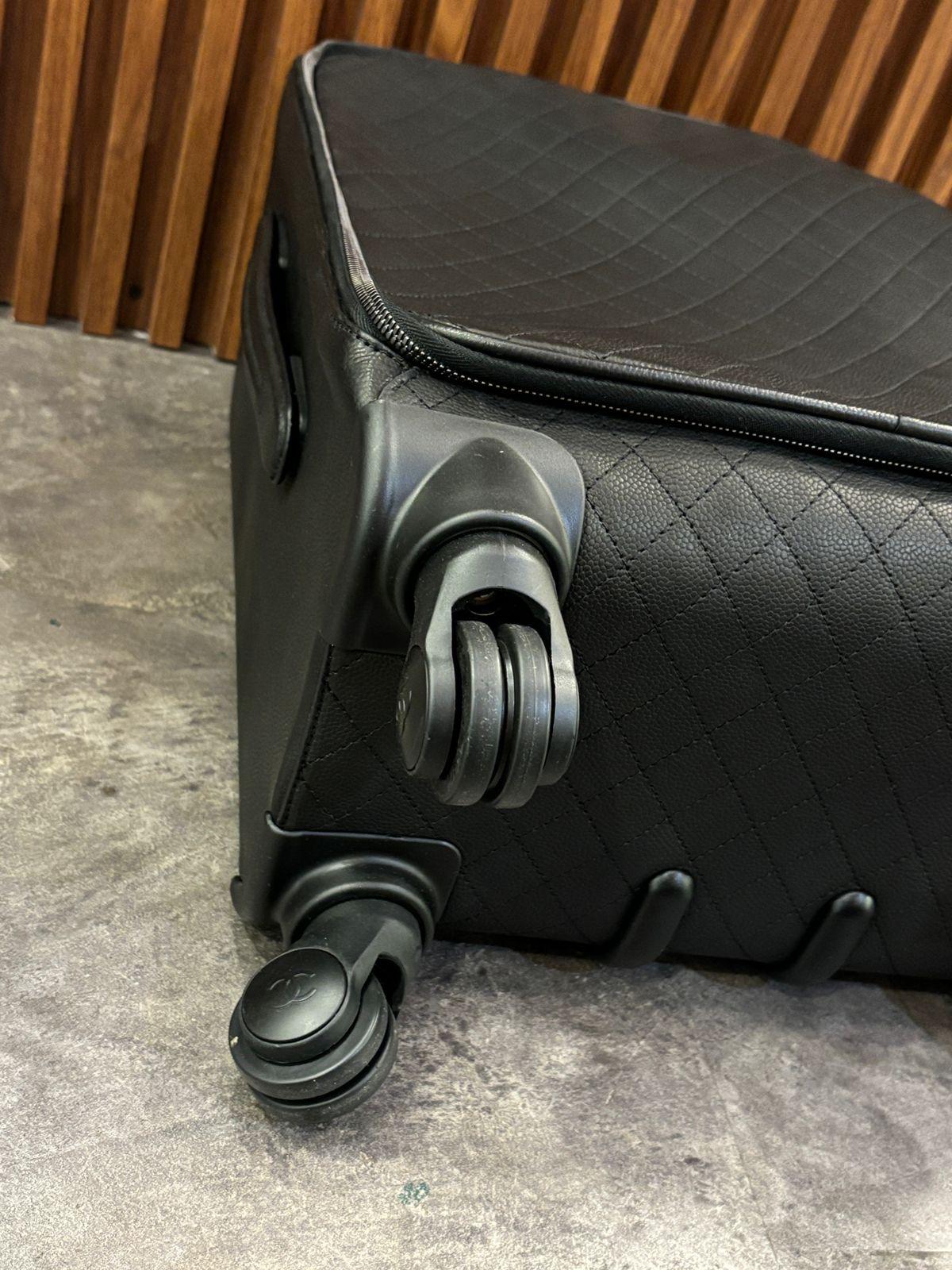 2017 Chanel Black Caviar Quilted Cabin Rolling Luggage For Sale 11
