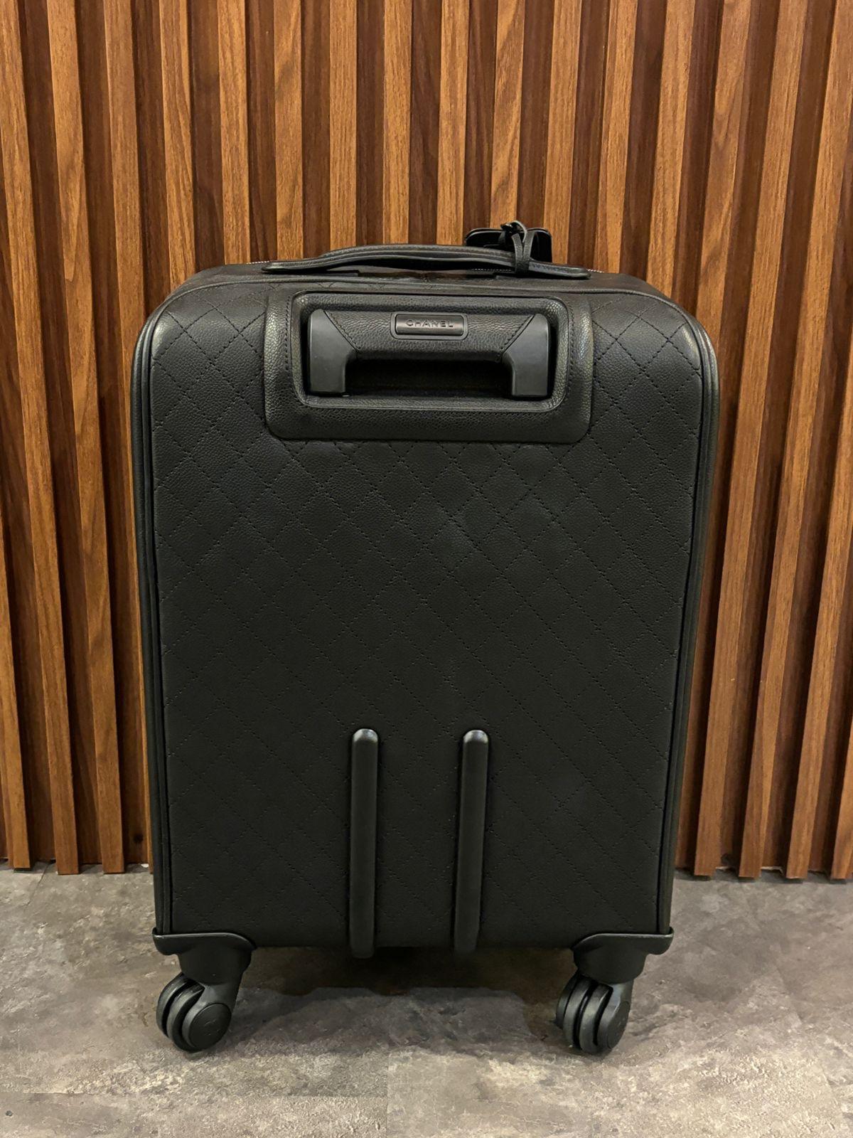 2017 Chanel Black Caviar Quilted Cabin Rolling Luggage For Sale 12