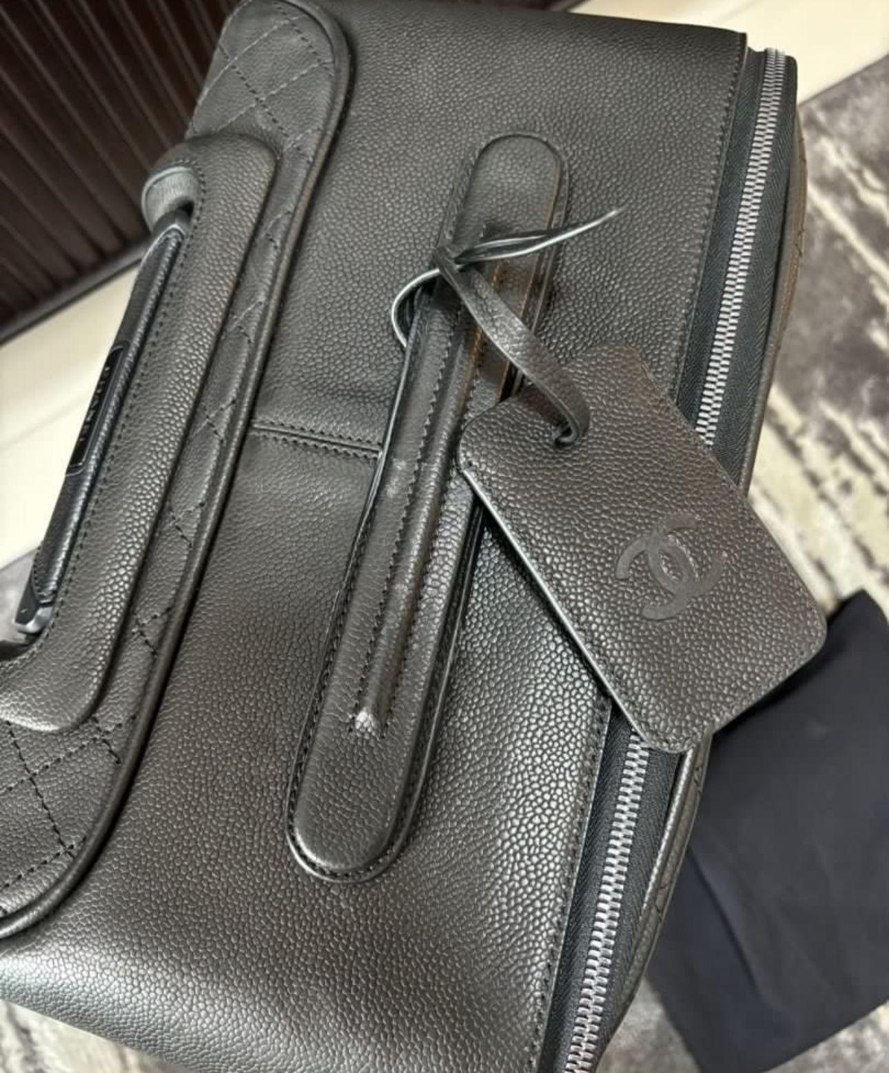 2017 Chanel Black Caviar Quilted Cabin Rolling Luggage For Sale 15