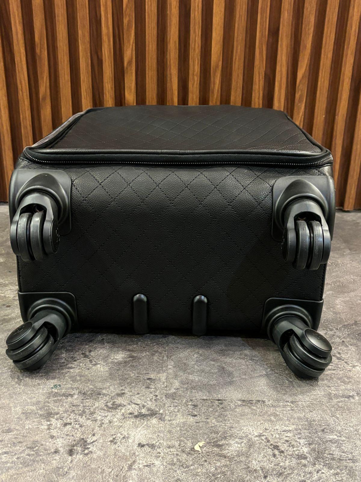 2017 Chanel Black Caviar Quilted Cabin Rolling Luggage For Sale 2