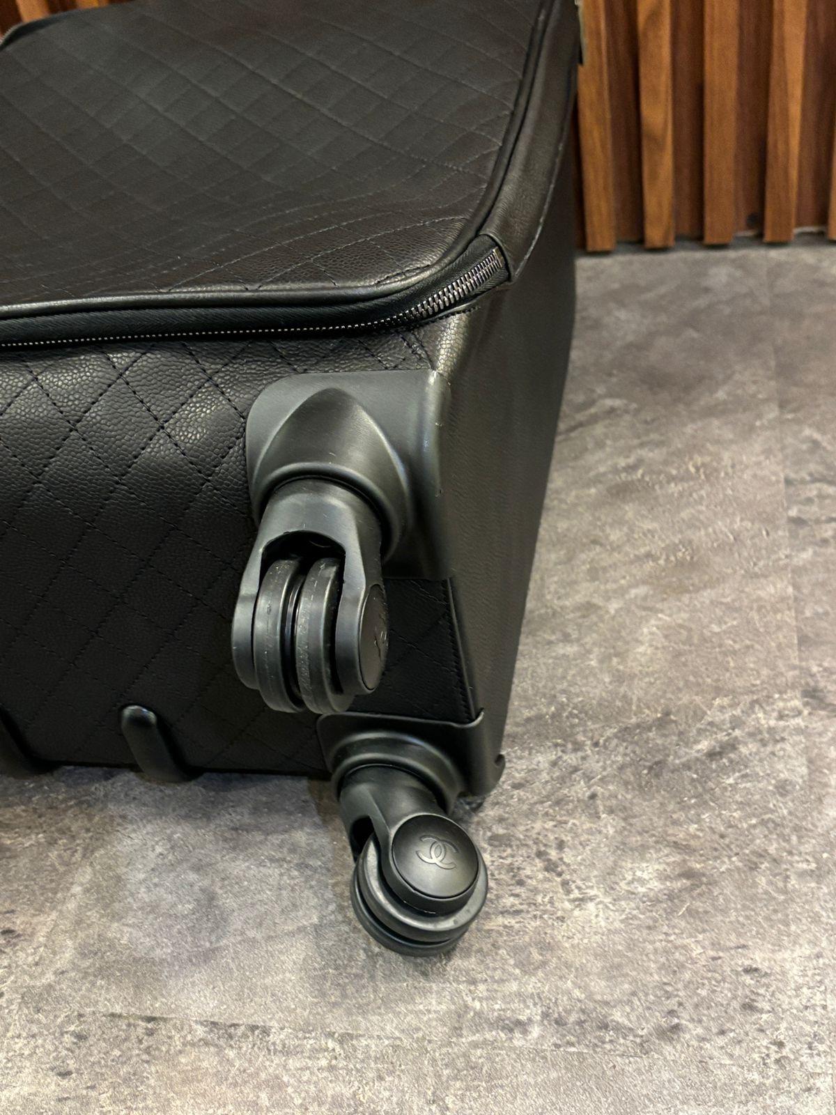 2017 Chanel Black Caviar Quilted Cabin Rolling Luggage For Sale 5