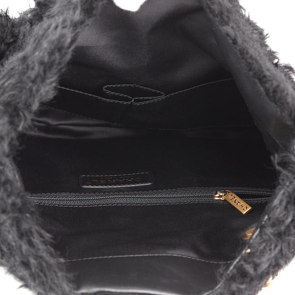2017 Chanel Black Fantasy Fur Classic Foldover Flap Bag 6