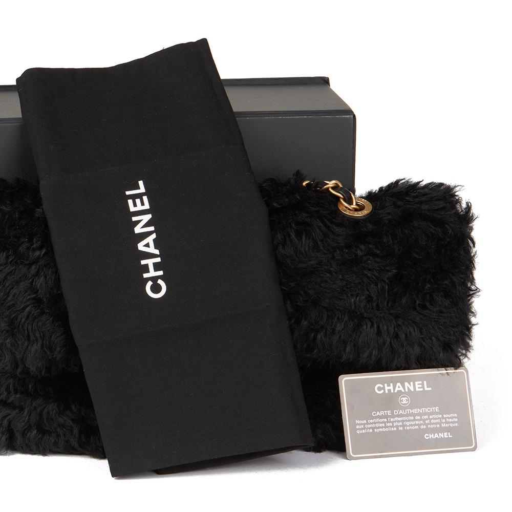 2017 Chanel Black Fantasy Fur Classic Foldover Flap Bag 7