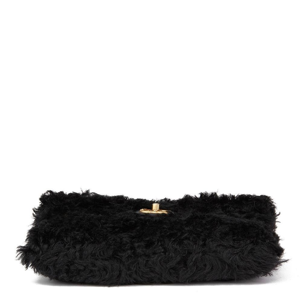 2017 Chanel Black Fantasy Fur Classic Foldover Flap Bag 1