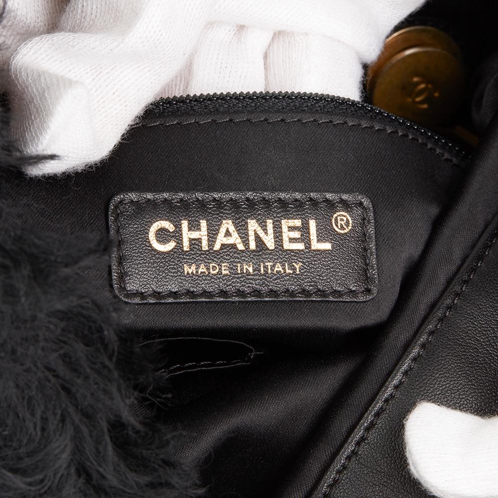 2017 Chanel Black Fantasy Fur Classic Foldover Flap Bag 4