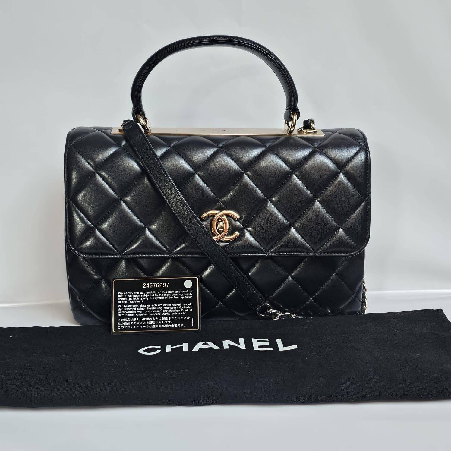 2017 Chanel Black Lambskin Quilted Medium Trendy Bag 6
