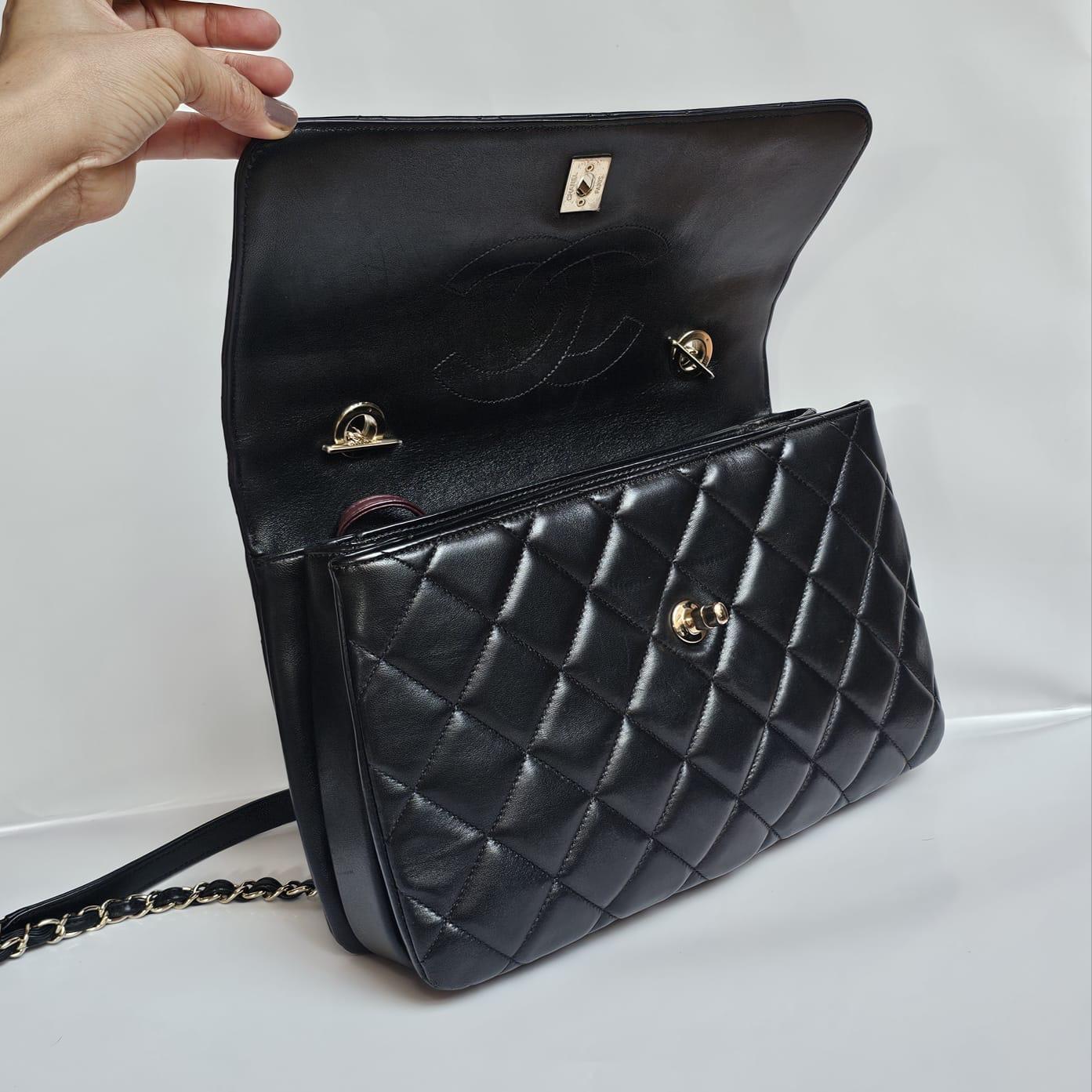 2017 Chanel Black Lambskin Quilted Medium Trendy Bag 7