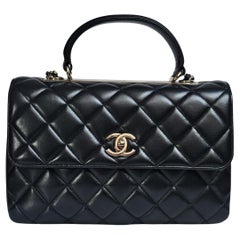2017 Chanel Black Lambskin Quilted Medium Trendy Bag