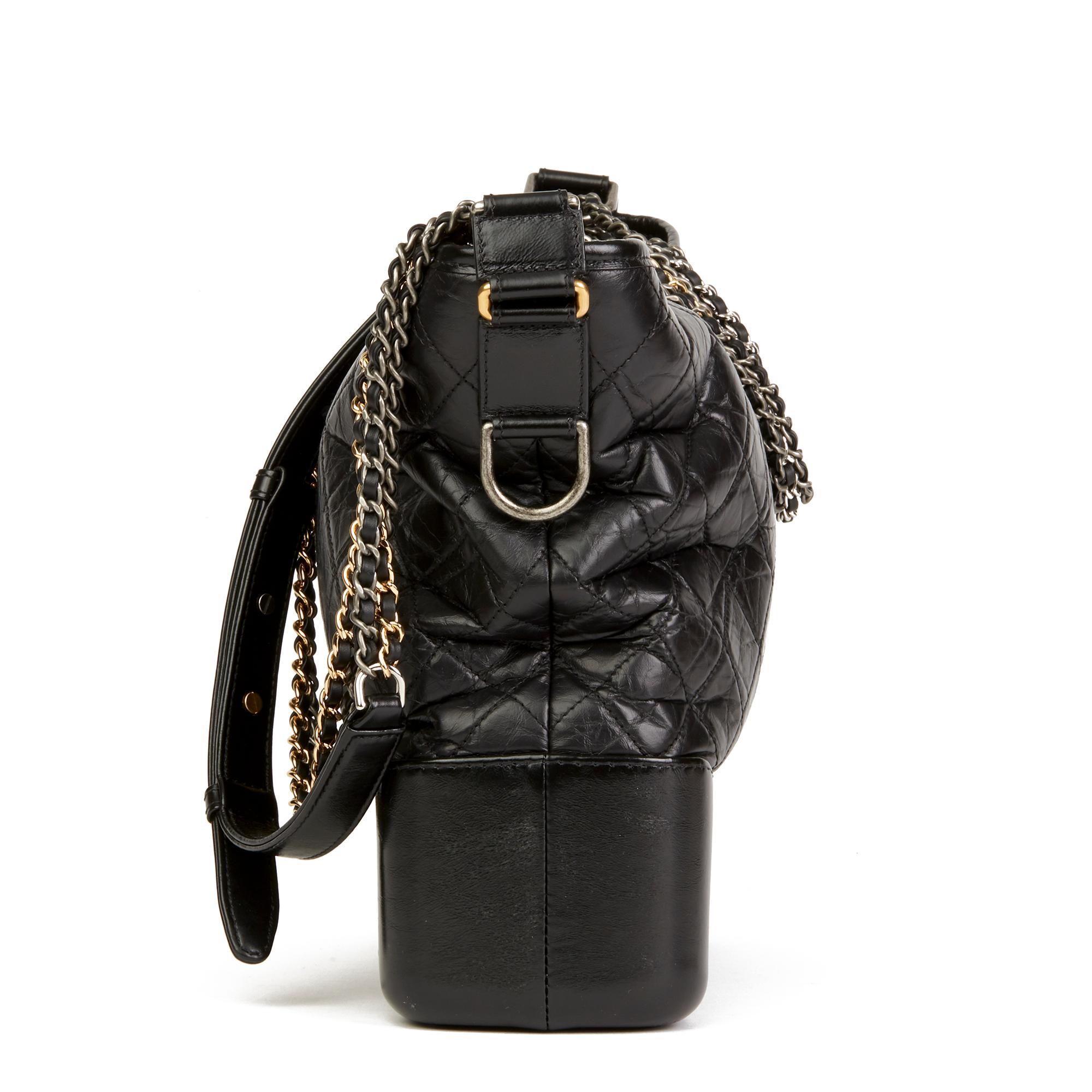 2017 Chanel Black Quilted Aged Calfskin Leather Large Gabrielle Hobo Bag In Excellent Condition In Bishop's Stortford, Hertfordshire