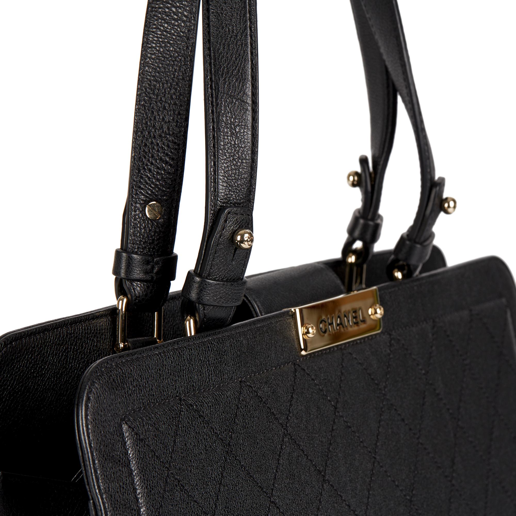 2017 Chanel Black Quilted Calfskin Leather Large Label Click Shopping Tote 3